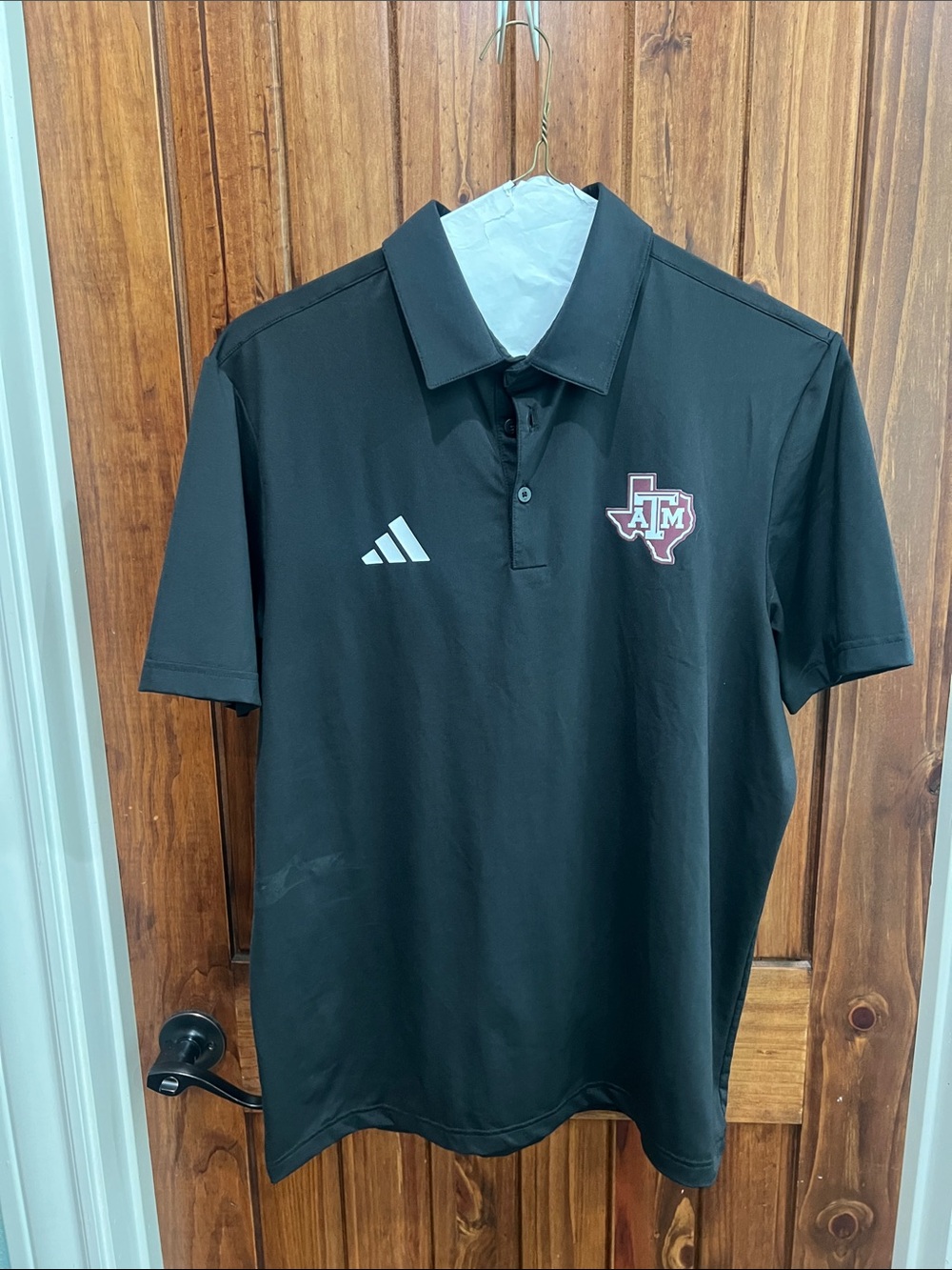 adidas Black Texas A&M Polo with Maroon Logo